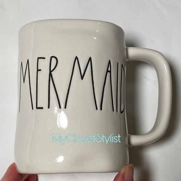 Rae Dunn MERMAID Ceramic Mug Rare Aqua Blue Inside NEW! OG Coffee Large Tea Cup - Picture 7 of 8